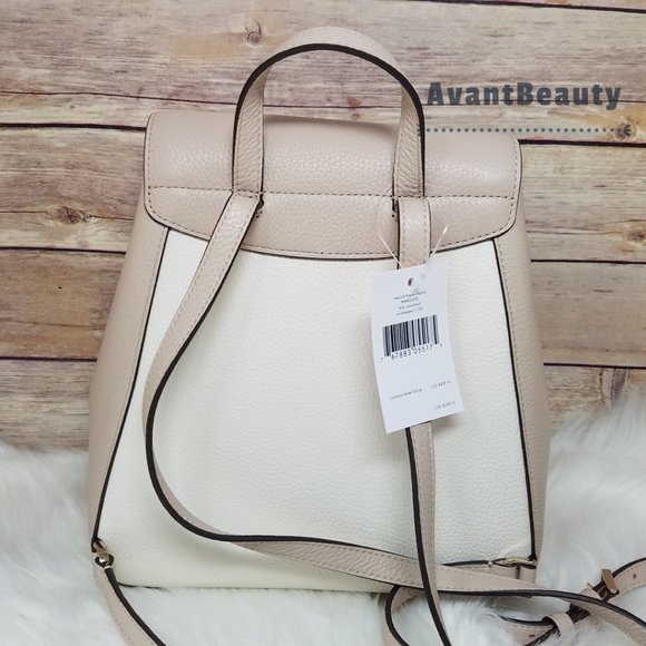 Kate Spade Medium Flap Backpack Warm Beige White main image 11